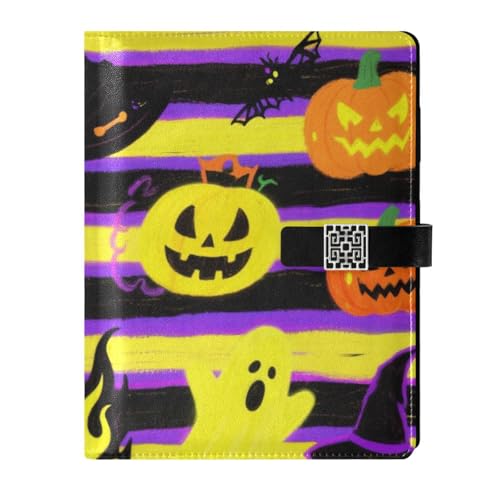 KLL Spiralnotizbuch mit Lederfutter, liniert, College-Notizbücher für College, wasserdichter Einband, Halloween, gelber Kürbis, 17 x 24 cm von KLL