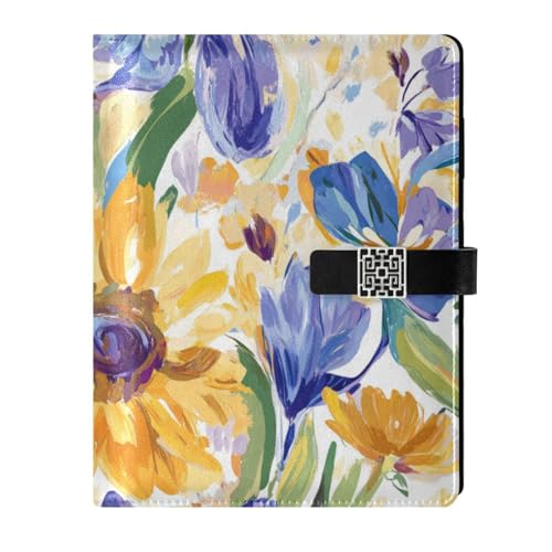 KLL liniertes Notizbuch mit Lederfutter, liniert, für Planung, wasserfester Einband, Sonnenblume, Iris, Gelb, Blau, Ölgemälde, 17 x 24 cm KLL liniertes Notizbuch mit Lederfutter, liniert, für Planung, wasserfester Einband, Sonnenblume, Iris, Gelb, Blau, Ölgemälde, 17 x 24 cm von KLL