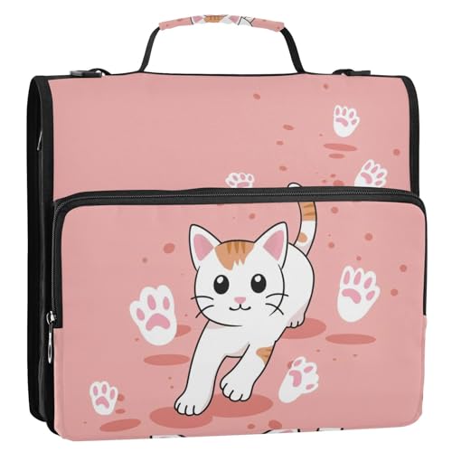 Katzen-und-Fußabdrücke, 3,8 cm, 3 Ringe, Reißverschluss, Ordner mit Griff, wasserdicht, Dokumentenordner, Organizer für die Mittelschule Katzen-und-Fußabdrücke, 3,8 cm, 3 Ringe, Reißverschluss, Ordner mit Griff, wasserdicht, Dokumentenordner, Organizer für die Mittelschule von KLL