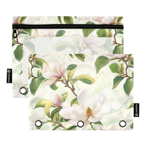Koreanische Bergmagnolie Schönheit Sommer Blumen Ringe Binder Tasche Aufbewahrungstasche für Ringe Binder Ordner mit 3 Löchern für Büro Schreibwaren von KLL