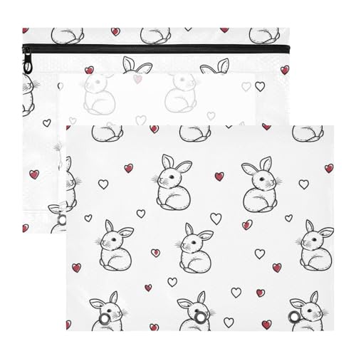 Kosmetiktasche, 3 Löcher, 3 Löcher, Tasche für 3 Ringe, 2 Stück, Lehrer, Klassenzimmer, Zubehör, Cartoon, niedliches Kaninchen, einfache Linie Kosmetiktasche, 3 Löcher, 3 Löcher, Tasche für 3 Ringe, 2 Stück, Lehrer, Klassenzimmer, Zubehör, Cartoon, niedliches Kaninchen, einfache Linie von KLL