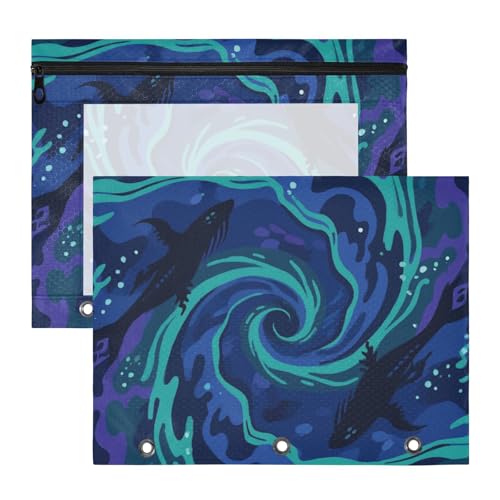 Kosmetiktasche, 3 Löcher, 3 Ringe, Tasche für 3 Ringe, 2 Stück, Lehrer, Aufbewahrung, Schule, Studenten, Lehrerbedarf, Camouflage, Grün, Blau und Lila Fische Kosmetiktasche, 3 Löcher, 3 Ringe, Tasche für 3 Ringe, 2 Stück, Lehrer, Aufbewahrung, Schule, Studenten, Lehrerbedarf, Camouflage, Grün, Blau und Lila Fische von KLL