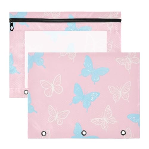 Kosmetiktasche, Mehrzweck-Kunststoff-Aktenordner für A4-Papier, Briefe, 2 Stück, Lehrer, Büro, gefälschte Glitzer-Pailletten, Schmetterling, Rosa Kosmetiktasche, Mehrzweck-Kunststoff-Aktenordner für A4-Papier, Briefe, 2 Stück, Lehrer, Büro, gefälschte Glitzer-Pailletten, Schmetterling, Rosa von KLL