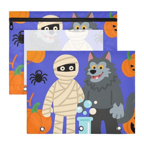 Kosmetiktasche, stabile Tasche mit 3 Löchern, für A4-Papier, Briefe, 2 Stück, Lehrer, Klasse, Cartoon, Halloween Kosmetiktasche, stabile Tasche mit 3 Löchern, für A4-Papier, Briefe, 2 Stück, Lehrer, Klasse, Cartoon, Halloween von KLL