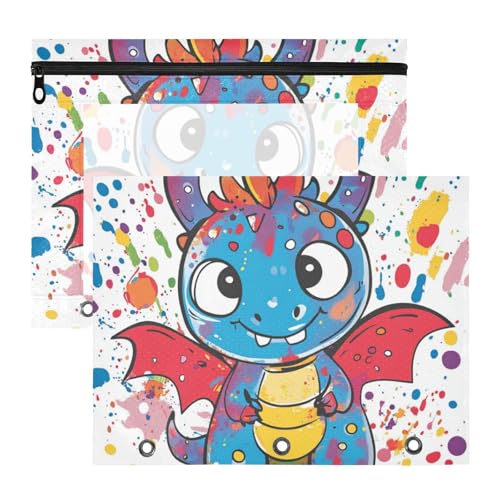 Kosmetiktasche, stabiler Kunststoff, Aktenordner für 3 Ringe, 2 Stück, Studenten, Kunstbedarf, Aufbewahrung, lebendiger, schlauer Drache Kosmetiktasche, stabiler Kunststoff, Aktenordner für 3 Ringe, 2 Stück, Studenten, Kunstbedarf, Aufbewahrung, lebendiger, schlauer Drache von KLL