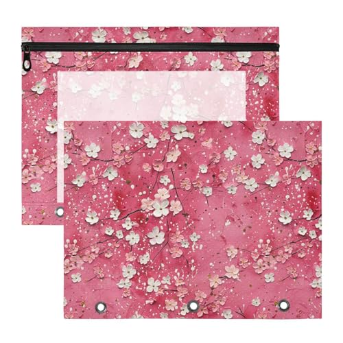 Kosmetiktasche mit 3 Löchern, Taschenordner für A4-Papier, Briefe, 2 Stück, Lehrer, Schulbedarf, Blumen, Blush Kosmetiktasche mit 3 Löchern, Taschenordner für A4-Papier, Briefe, 2 Stück, Lehrer, Schulbedarf, Blumen, Blush von KLL