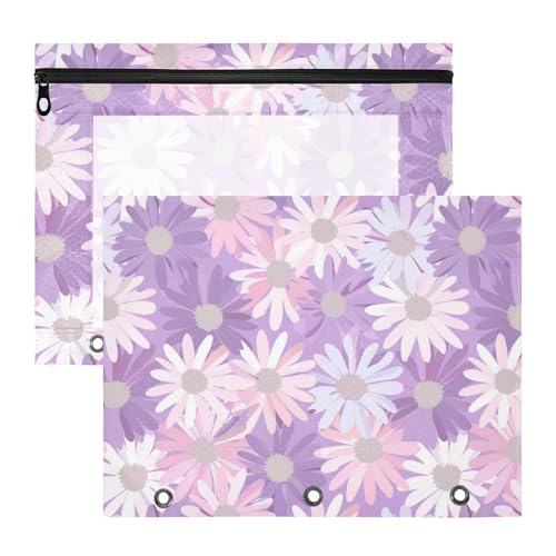 Kosmetiktasche mit 3 Löchern, Taschenordner für A4-Papier, Briefe, 2 Stück, Lehrer Zuhause, weiche Pastell-Pastell-Lavendelblüte Kosmetiktasche mit 3 Löchern, Taschenordner für A4-Papier, Briefe, 2 Stück, Lehrer Zuhause, weiche Pastell-Pastell-Lavendelblüte von KLL