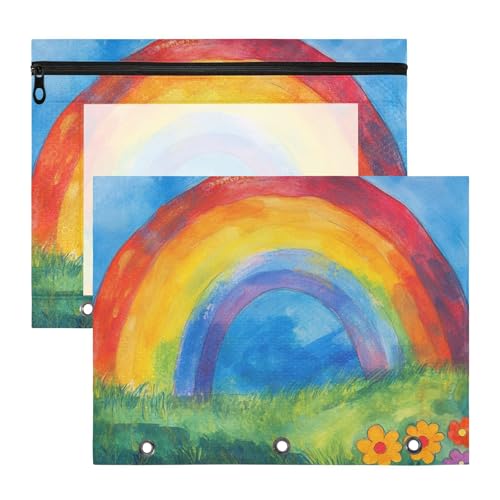 Kosmetiktasche mit Sichtfenster, 3 Locher für A4-Papier, Briefe, 2 Stück, Studenten, Zuhause, Regenbogen-Blumen Kosmetiktasche mit Sichtfenster, 3 Locher für A4-Papier, Briefe, 2 Stück, Studenten, Zuhause, Regenbogen-Blumen von KLL