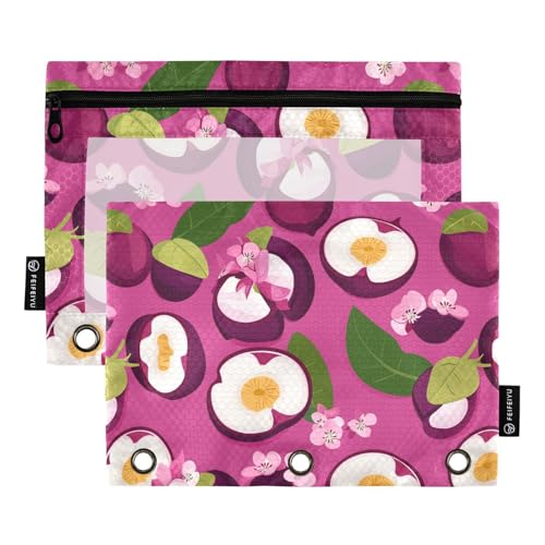Kosmetiktasche mit niedlichem Mangostan-Frucht-Design, für 3-Loch-Bindertaschen, wasserdicht, für Untersuchungsbedarf, Hot Pink Kosmetiktasche mit niedlichem Mangostan-Frucht-Design, für 3-Loch-Bindertaschen, wasserdicht, für Untersuchungsbedarf, Hot Pink von KLL