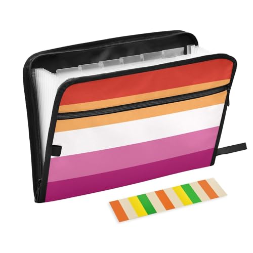 LGBT Les Aktenordner mit Sonnenuntergangs-Flagge, 13 Fächer, A4, Briefgröße mit Reißverschluss, für Papiere, erweiterbare Hängemappe, Carpeta de LGBT Les Aktenordner mit Sonnenuntergangs-Flagge, 13 Fächer, A4, Briefgröße mit Reißverschluss, für Papiere, erweiterbare Hängemappe, Carpeta de von KLL
