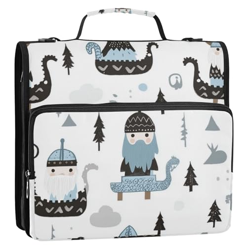 Little Vikings Trendiges skandinavisches 3,8 cm 3-Ring-Reißverschlussbuch mit Riemen, mehrere Taschen, Dokumenten-Organizer, Tasche für Mittelschule, Carpeta con bolsillo Extra Little Vikings Trendiges skandinavisches 3,8 cm 3-Ring-Reißverschlussbuch mit Riemen, mehrere Taschen, Dokumenten-Organizer, Tasche für Mittelschule, Carpeta con bolsillo Extra von KLL