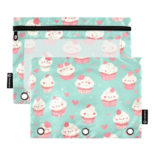 Lovely Cupcake – Herz-Harmonie-Muster, Ringbuchtaschen mit 3 Löchern für 3 Ringe, Bindertasche mit drei Ringen für Büro, Schreibwaren, Organizer, Upplies Lovely Cupcake – Herz-Harmonie-Muster, Ringbuchtaschen mit 3 Löchern für 3 Ringe, Bindertasche mit drei Ringen für Büro, Schreibwaren, Organizer, Upplies von KLL