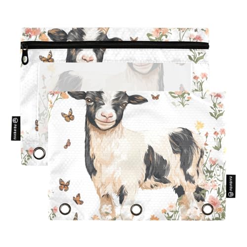 Lustiges Federmäppchen mit Ziegenmotiv, weiß, Ringbucheinsatz für 3 Ringe, Bindertasche mit Löchern für Studenten, Schreibwaren, Organizer, Upplies Lustiges Federmäppchen mit Ziegenmotiv, weiß, Ringbucheinsatz für 3 Ringe, Bindertasche mit Löchern für Studenten, Schreibwaren, Organizer, Upplies von KLL