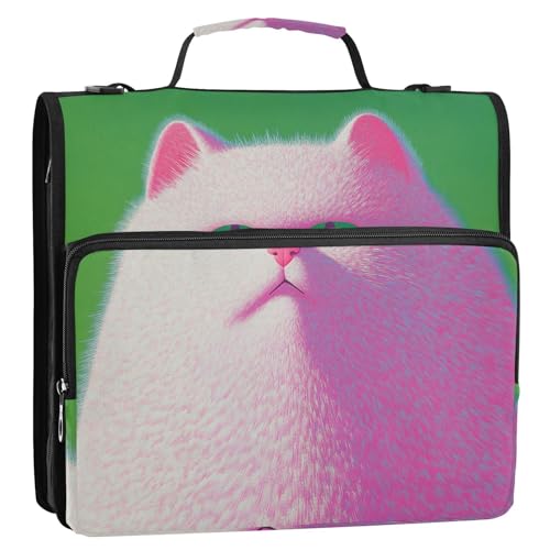 Mappe mit süßer dicker Katze, Dopamin, 3 Ringe, mit Reißverschluss, mit Schultergurt, wasserdicht, Portfolio-Organizer, geeignet für die Mittelschule Mappe mit süßer dicker Katze, Dopamin, 3 Ringe, mit Reißverschluss, mit Schultergurt, wasserdicht, Portfolio-Organizer, geeignet für die Mittelschule von KLL