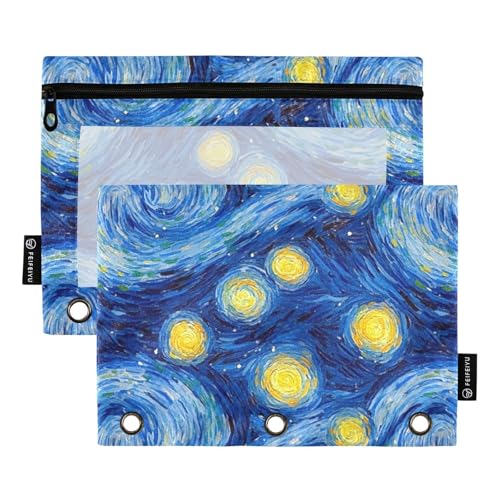 Masterpiece Sternennacht, Ölgemälde, Ringbuchtaschen, 3 Löcher, Tasche für drei Ringe, Ordnertaschen mit 3 Löchern für die Untersuchung von Zubehör Masterpiece Sternennacht, Ölgemälde, Ringbuchtaschen, 3 Löcher, Tasche für drei Ringe, Ordnertaschen mit 3 Löchern für die Untersuchung von Zubehör von KLL