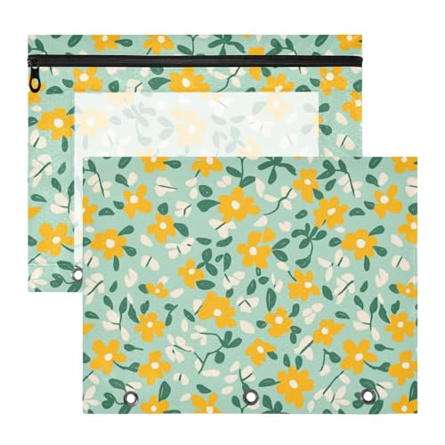 Mehrzweck-Federmäppchen mit 3 Löchern, für A4-Papier, Briefe, 2 Stück, Lehrer, Klassenzimmer, Gelb und Grün, Calico Mehrzweck-Federmäppchen mit 3 Löchern, für A4-Papier, Briefe, 2 Stück, Lehrer, Klassenzimmer, Gelb und Grün, Calico von KLL