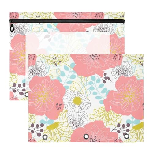 Mehrzweck-Federmäppchen mit 3 Löchern für A4-Papier, Briefe, 2 Stück, Lehrer, Kunstbedarf, Aufbewahrung, bunte Blumen Mehrzweck-Federmäppchen mit 3 Löchern für A4-Papier, Briefe, 2 Stück, Lehrer, Kunstbedarf, Aufbewahrung, bunte Blumen von KLL