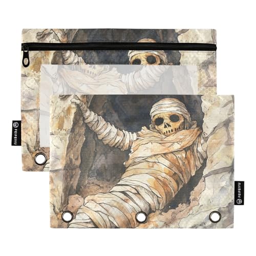 Mumienhöhle Ringbuch Tasche 3 Loch gelocht für 3 Ringe Binder Tasche mit 3 Löchern für Schule Zuhause Reise Karten Aufbewahrungsbehälter von KLL