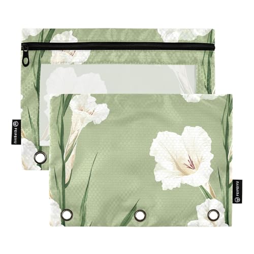 Nature Gladiolus Federmäppchen aus Stoff, für 3 Ringe, Bindertasche mit 3 Löchern, für Schule, Schreibwaren, Organizer, Upplies von KLL