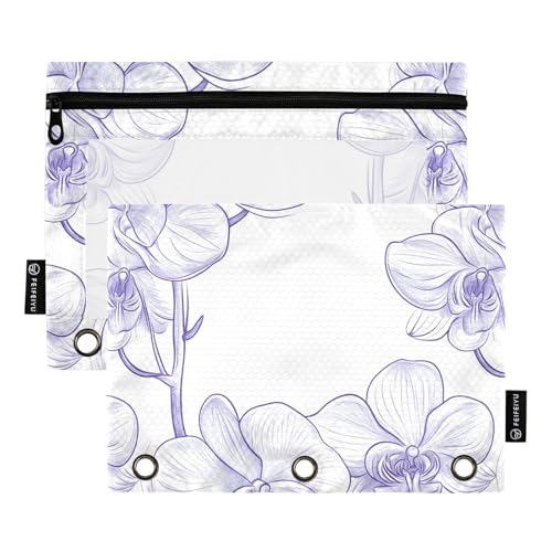 Nature Orchid weiße Ringbuchtasche für Ordner, 3 Ringe mit Ordnerlöchern, für Schule, Schreibwaren von KLL