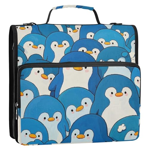 Niedlicher Cartoon-Pinguin-Ordner mit 3 Ringen und extra Taschen mit Griff und abnehmbarem Schultergurt, inklusive Reißverschlusstasche, Dokumentenmappe, Organizer für Mittelschüler Niedlicher Cartoon-Pinguin-Ordner mit 3 Ringen und extra Taschen mit Griff und abnehmbarem Schultergurt, inklusive Reißverschlusstasche, Dokumentenmappe, Organizer für Mittelschüler von KLL