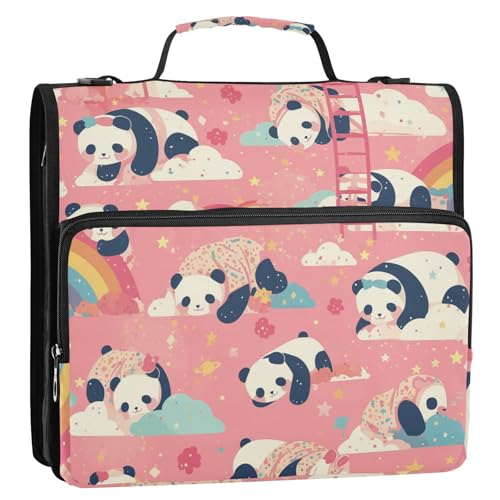 Niedlicher Pfirsich-Panda-Ordner mit 3 Ringen und extra Taschen mit Schultergurt und Griff, Laege Kapazität, Dokumenten-Aufbewahrungstasche für Schule/Büro Niedlicher Pfirsich-Panda-Ordner mit 3 Ringen und extra Taschen mit Schultergurt und Griff, Laege Kapazität, Dokumenten-Aufbewahrungstasche für Schule/Büro von KLL