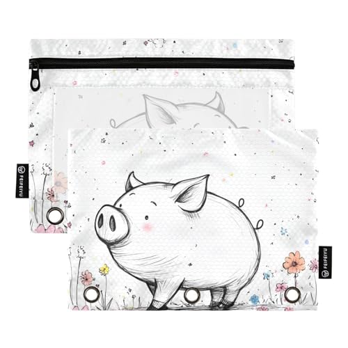 Niedliches Miniatur Schweine-Ringbuch Tasche Klar Bleistift Tasche für Ringe Binder Ordner mit drei Ringen für Studenten Zuhause Reise Karten Aufbewahrungsbehälter von KLL