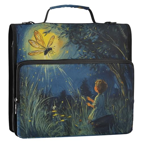 Night Child Firefly Aktenordner mit 3 Ringen, stabiler Reißverschluss, mit Griff und abnehmbarem Schultergurt, leicht zu transportieren, Dokumenten-Organizer für Schule, Encuadernador de Cartera Night Child Firefly Aktenordner mit 3 Ringen, stabiler Reißverschluss, mit Griff und abnehmbarem Schultergurt, leicht zu transportieren, Dokumenten-Organizer für Schule, Encuadernador de Cartera von KLL