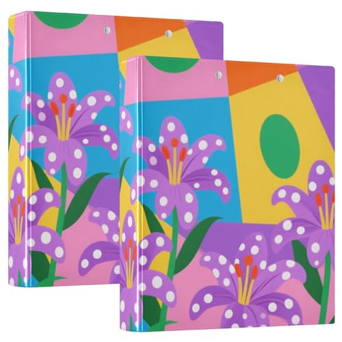 Notizbuch, 3,8 cm, bunt, geometrische Formen, violette Lilien mit Klemmbrett, 1/2er-Pack, Schulbedarf, Hardcover, 2 Stück Notizbuch, 3,8 cm, bunt, geometrische Formen, violette Lilien mit Klemmbrett, 1/2er-Pack, Schulbedarf, Hardcover, 2 Stück von KLL