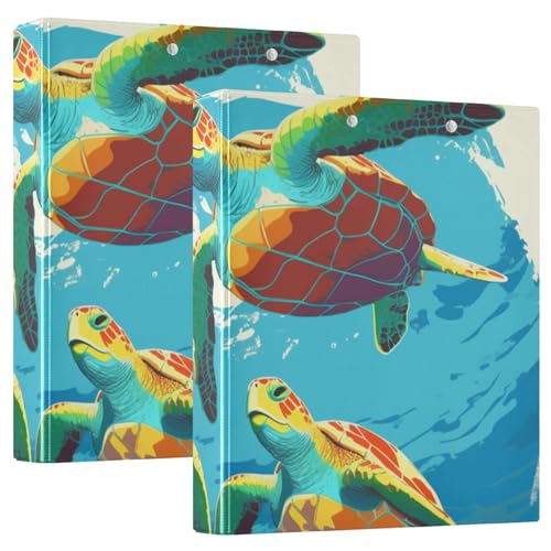 Notizbuch mit 3 Ringen, 1 und 1/2 Zoll, marineblaues Muster, Schildkröte mit Innentaschen, 1/2er-Pack, Ordner für Schule, Hardcover, 2 Stück Notizbuch mit 3 Ringen, 1 und 1/2 Zoll, marineblaues Muster, Schildkröte mit Innentaschen, 1/2er-Pack, Ordner für Schule, Hardcover, 2 Stück von KLL