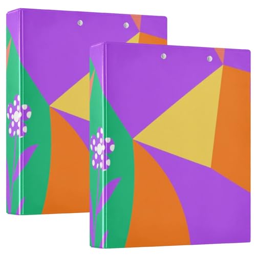 Notizbuch mit 3 Ringen, 3,5 cm, bunte geometrische Formen, violette Blumen mit Tascheneinband, 1/2 Stück, Ordner für Schule, Hardcover, 2 Stück Notizbuch mit 3 Ringen, 3,5 cm, bunte geometrische Formen, violette Blumen mit Tascheneinband, 1/2 Stück, Ordner für Schule, Hardcover, 2 Stück von KLL