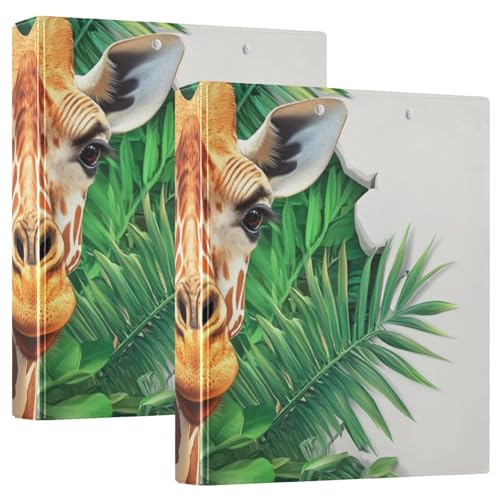 Notizbuch mit 3 Ringen, 3,8 cm, 3D-Loch, weiße Wand, Tier-Giraffe mit Taschen, 1/2er-Pack, Schulhefter Hardcover, 2 Stück Notizbuch mit 3 Ringen, 3,8 cm, 3D-Loch, weiße Wand, Tier-Giraffe mit Taschen, 1/2er-Pack, Schulhefter Hardcover, 2 Stück von KLL
