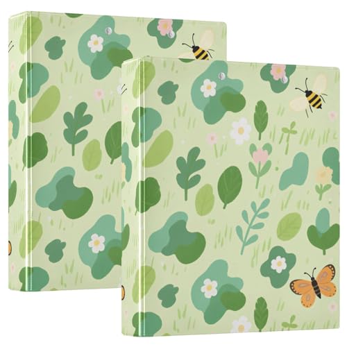 Notizbuch mit drei Ringen, 3,5 cm, Cartoon-Grün, Blumen mit Klemmbrett, 1/2er-Pack, Schulhefter Hardcover, 2 Stück Notizbuch mit drei Ringen, 3,5 cm, Cartoon-Grün, Blumen mit Klemmbrett, 1/2er-Pack, Schulhefter Hardcover, 2 Stück von KLL