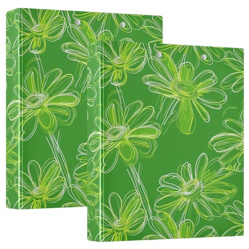 Notizbuch mit drei Ringen, 3,5 cm, Gänseblümchen, neongrün, abstrakt, handgezeichnet, mit Klemmbrett, 1/2 Packung, Ordner für die Schule, 200 Blatt, 2 Stück Notizbuch mit drei Ringen, 3,5 cm, Gänseblümchen, neongrün, abstrakt, handgezeichnet, mit Klemmbrett, 1/2 Packung, Ordner für die Schule, 200 Blatt, 2 Stück von KLL