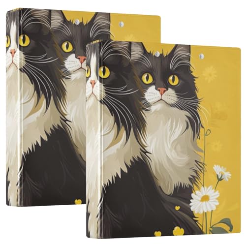 Notizbuch mit drei Ringen, 3,8 cm, Cartoon, niedliche norwegische Safari-Katzen mit Klemmbrett, 1/2er-Pack, Schulhefter Hardcover, 2 Stück Notizbuch mit drei Ringen, 3,8 cm, Cartoon, niedliche norwegische Safari-Katzen mit Klemmbrett, 1/2er-Pack, Schulhefter Hardcover, 2 Stück von KLL