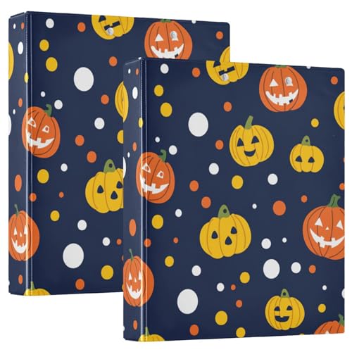 Notizbuch mit drei Ringen, 3,8 cm, Cartoon, niedlicher gelber Weihnachtskürbis mit Taschen, 1/2 Packung Ordner für Briefgröße (27,9 x 21,6 cm), Hardcover, 2 Stück von KLL