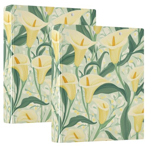 Notizbuch mit drei Ringen, 3,8 cm, Vintage, gelbe Calla-Lilien-Blumen, mit Klemmbrett, 1/2 Stück, Schulbedarf, Hardcover, 2 Stück Notizbuch mit drei Ringen, 3,8 cm, Vintage, gelbe Calla-Lilien-Blumen, mit Klemmbrett, 1/2 Stück, Schulbedarf, Hardcover, 2 Stück von KLL