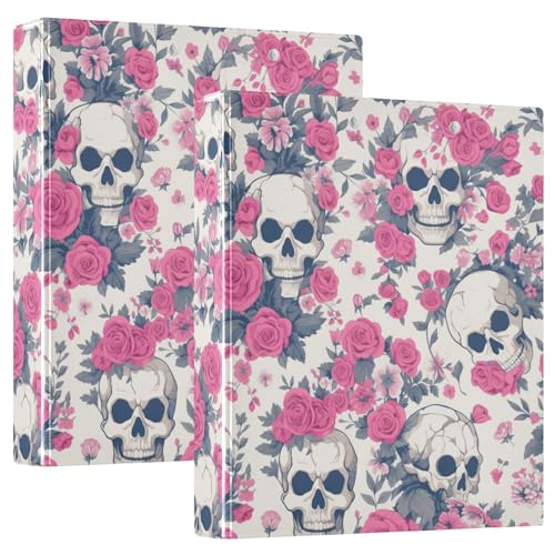 Notizbuchordner mit 3 Ringen, 1 und 1/2 Zoll, Totenkopf, Weiß und Pfirsich, Halloween, mit Innentaschen, 1/2er-Pack, Schulbedarf, Ordner, 200 Blatt, 2 Stück Notizbuchordner mit 3 Ringen, 1 und 1/2 Zoll, Totenkopf, Weiß und Pfirsich, Halloween, mit Innentaschen, 1/2er-Pack, Schulbedarf, Ordner, 200 Blatt, 2 Stück von KLL
