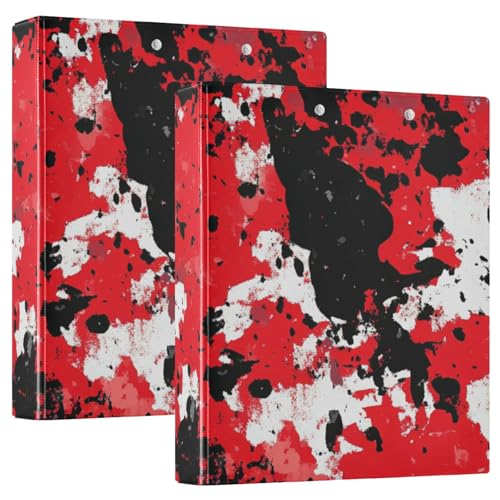 Notizbuchordner mit 3 Ringen, 3,5 cm und 1,27 cm, Rot, Camouflage, mit Klemmbrett, 1/2er-Pack für Briefgröße (27,9 x 21,6 cm), 200 Blatt, 2 Stück von KLL