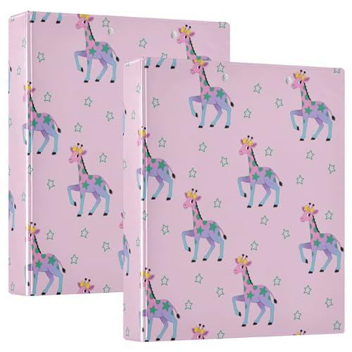 Notizbuchordner mit 3 Ringen, 3,8 cm, niedliches Tier, Giraffe, gelbe Schleife, pfirsichfarben, mit Klemmbrett, 1/2 Packung Ordner, Schulordner, Hardcover, 2 Stück Notizbuchordner mit 3 Ringen, 3,8 cm, niedliches Tier, Giraffe, gelbe Schleife, pfirsichfarben, mit Klemmbrett, 1/2 Packung Ordner, Schulordner, Hardcover, 2 Stück von KLL