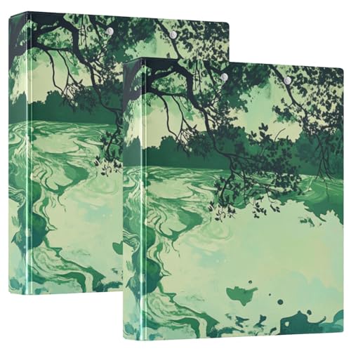 Notizbuchordner mit runden Ringen, 3,5 cm, Grün mit Klemmbrett, 1/2 Packung Ordner für Briefgröße (27,9 x 21,6 cm), Hardcover, 2 Stück von KLL