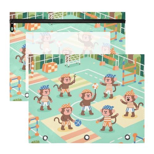 Ordner, stabile 3-Loch-Tasche für 3 Ringe, 2 Stück, Lehrer, Schulanfang, Cartoon, niedlicher Affen-Spielball Ordner, stabile 3-Loch-Tasche für 3 Ringe, 2 Stück, Lehrer, Schulanfang, Cartoon, niedlicher Affen-Spielball von KLL