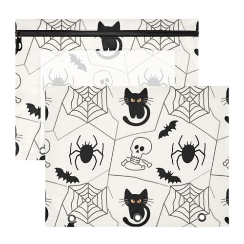 Ordner, stabiler 3-Locher, für A4-Papier, Briefe, 2 Stück, Studenten, Büro, Halloween, schwarze Katze, Spinne, Totenkopf Ordner, stabiler 3-Locher, für A4-Papier, Briefe, 2 Stück, Studenten, Büro, Halloween, schwarze Katze, Spinne, Totenkopf von KLL