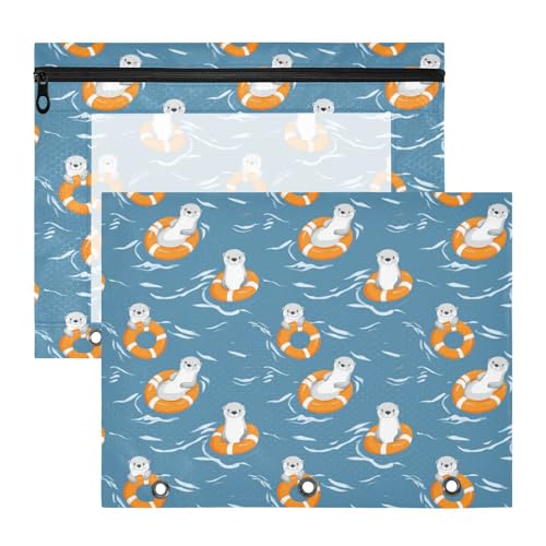Ordner, transparent, 3 Löcher, für A4-Papier, Briefe, 2 Stück, Lehrer, Büro, niedliche Ottertiere, blauer Ozean Ordner, transparent, 3 Löcher, für A4-Papier, Briefe, 2 Stück, Lehrer, Büro, niedliche Ottertiere, blauer Ozean von KLL