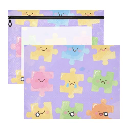 Ordner mit 3 verstärkten Ösen, Kunststoff-Aktenordner für 3-Ringe, 2 Stück, Studenten, Büro, niedliches buntes Puzzle Ordner mit 3 verstärkten Ösen, Kunststoff-Aktenordner für 3-Ringe, 2 Stück, Studenten, Büro, niedliches buntes Puzzle von KLL