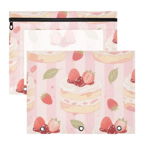 Ordner mit 3 verstärkten Ösen, Kunststoff-Aktenordner für A4-Papier, Briefe, 2 Stück, Lehrer, Klassenzimmer, niedlicher rosa Erdbeerkuchen Ordner mit 3 verstärkten Ösen, Kunststoff-Aktenordner für A4-Papier, Briefe, 2 Stück, Lehrer, Klassenzimmer, niedlicher rosa Erdbeerkuchen von KLL
