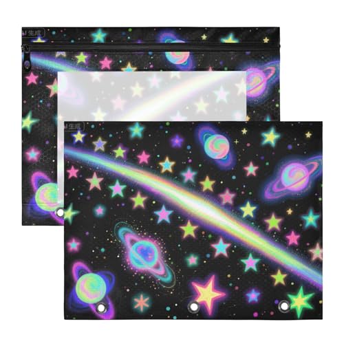 Ordner mit Reißverschluss, 3 Locher für 3 Ringe, 2 Stück, Studenten, Büro, bunt, fluoreszierend, Meteorplanet Ordner mit Reißverschluss, 3 Locher für 3 Ringe, 2 Stück, Studenten, Büro, bunt, fluoreszierend, Meteorplanet von KLL