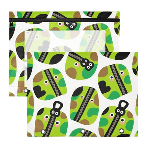 Ordner mit glatten Reißverschlüssen, 3-Loch-Tasche für A4-Papier, Briefe, 2 Stück, Studenten, Kunstbedarf, Aufbewahrung, Cartoon-Camouflage-Muster von KLL