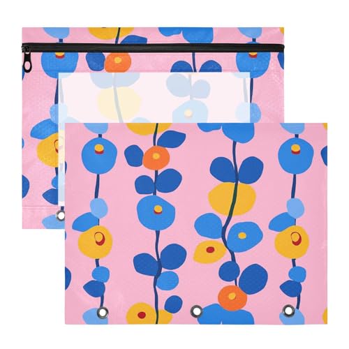Ordner mit glatten Reißverschlüssen, Kunststoff-Aktenordner für A4-Papier, Briefe, 2 Stück, für Schüler, Schule, Studenten, Lehrerbedarf, Blau und Orange, Blumen, Rosa Ordner mit glatten Reißverschlüssen, Kunststoff-Aktenordner für A4-Papier, Briefe, 2 Stück, für Schüler, Schule, Studenten, Lehrerbedarf, Blau und Orange, Blumen, Rosa von KLL