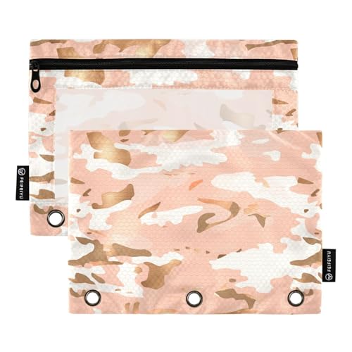 Ordnermappe mit drei Ringen, 3 Ringen mit 3 Löchern, für Kinder, Büro, Dokumente, Organizer, Camouflage, Roségold Ordnermappe mit drei Ringen, 3 Ringen mit 3 Löchern, für Kinder, Büro, Dokumente, Organizer, Camouflage, Roségold von KLL